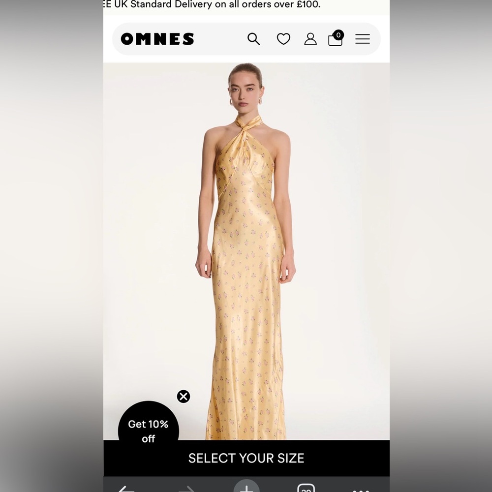 Yellow Floral Halter Satin Maxi Dress